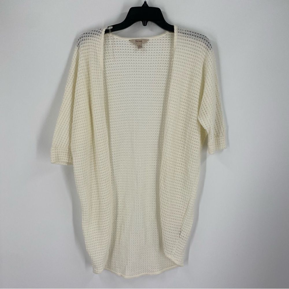 Decree Cream Open-Front Textured Short Sleeve Cardigan size XS